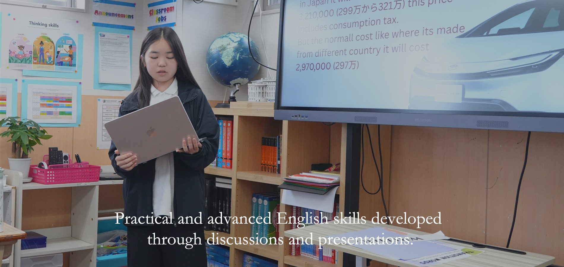 Practical and advanced English skills developed through discussions and presentations.